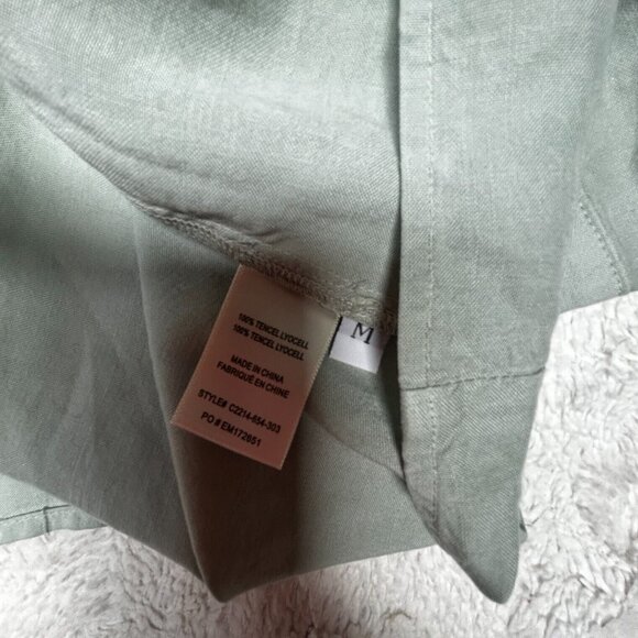 Cloth & Stone Tie-Front Tencel Button Down Shirt Ash Green Medium Long Sleeve - Picture 5 of 10